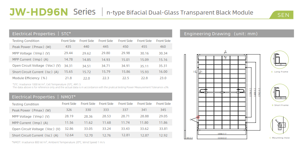 Jolywood 455W Bifazial | Glas-Glas | Full Black | Modul JW-HD96N-R2 | Palettensparpreis